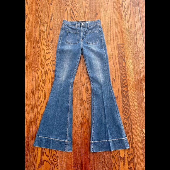 Veronica Beard Sheridan Exaggerated Flare High Rise Jeans, 27, Keystone Wash - Picture 4 of 6